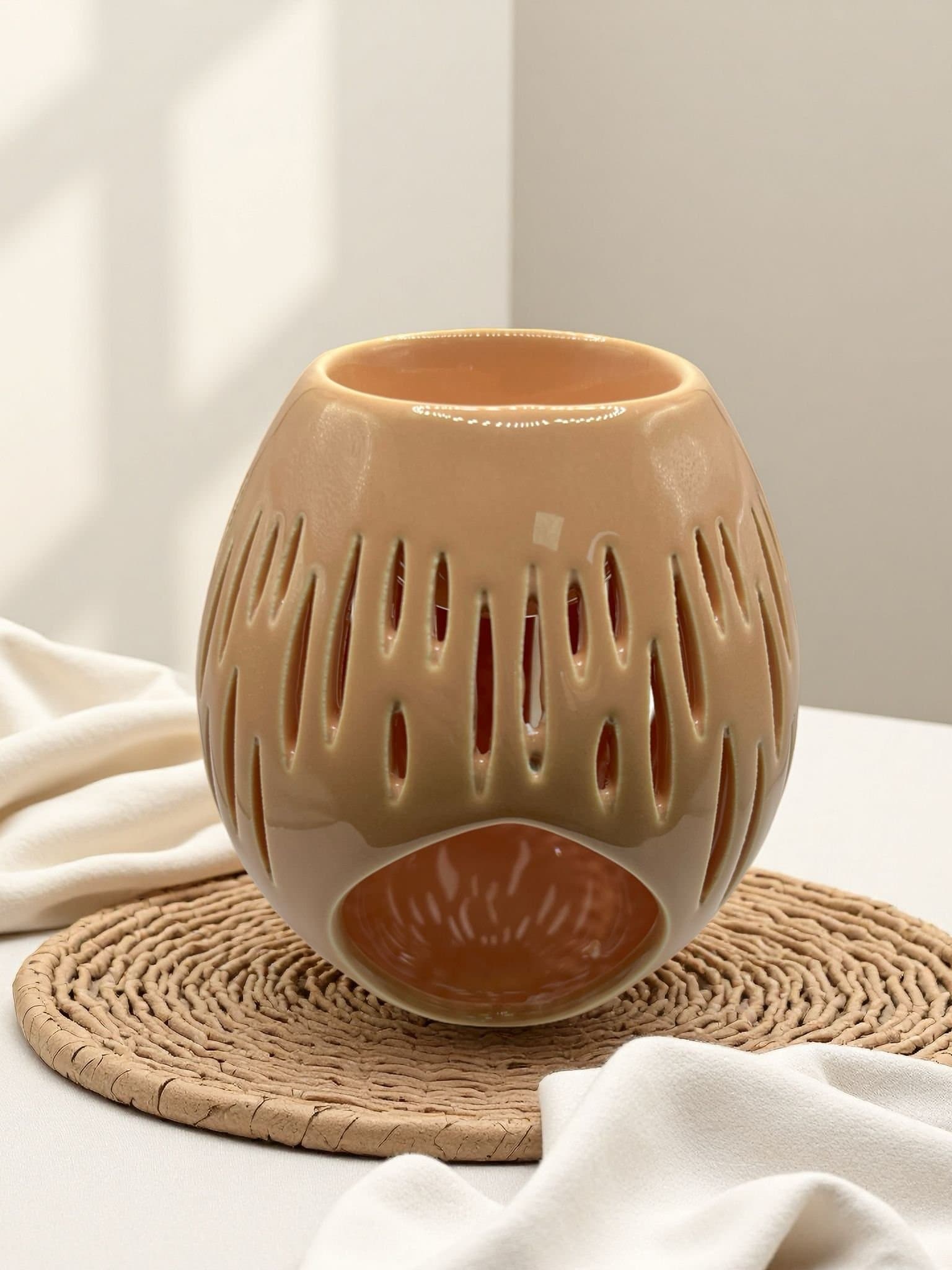 Quemador de Cera Ovalado Beige
